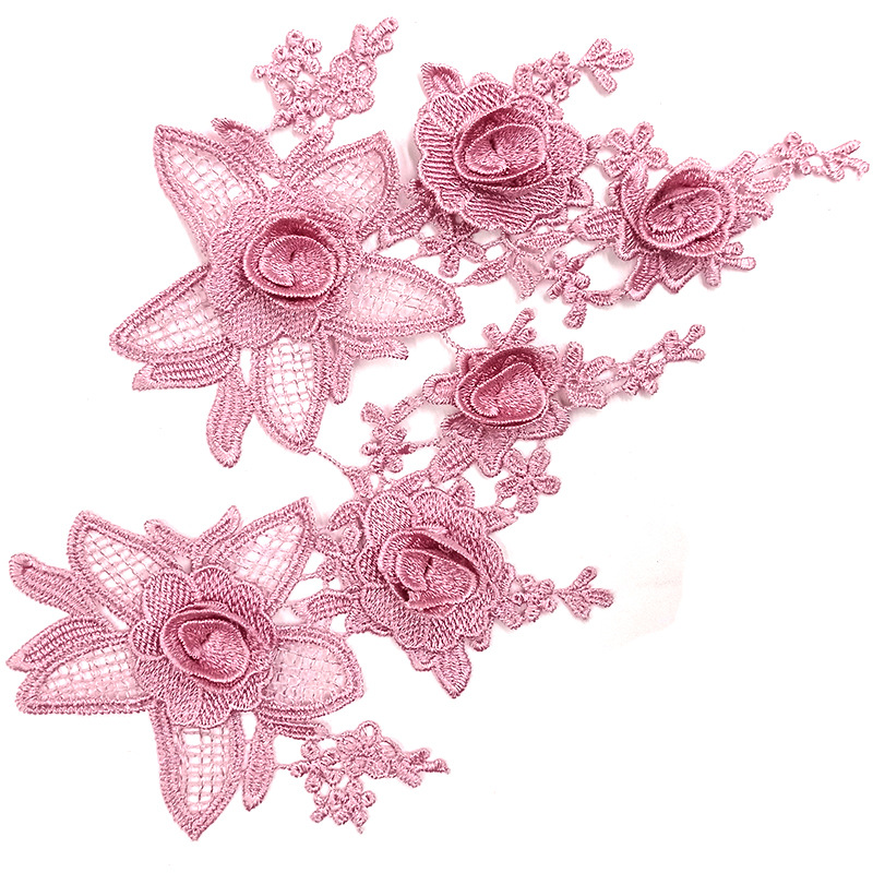zsbszc 21X12CM 5 pairs many colors Fashion Lace Flower Appliques Embroidery Patches sew on Apparel Trims Diy Cosplay DA946