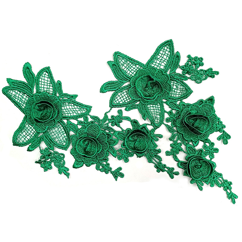 zsbszc 21X12CM 5 pairs many colors Fashion Lace Flower Appliques Embroidery Patches sew on Apparel Trims Diy Cosplay DA946