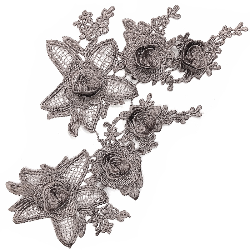 zsbszc 21X12CM 5 pairs many colors Fashion Lace Flower Appliques Embroidery Patches sew on Apparel Trims Diy Cosplay DA946