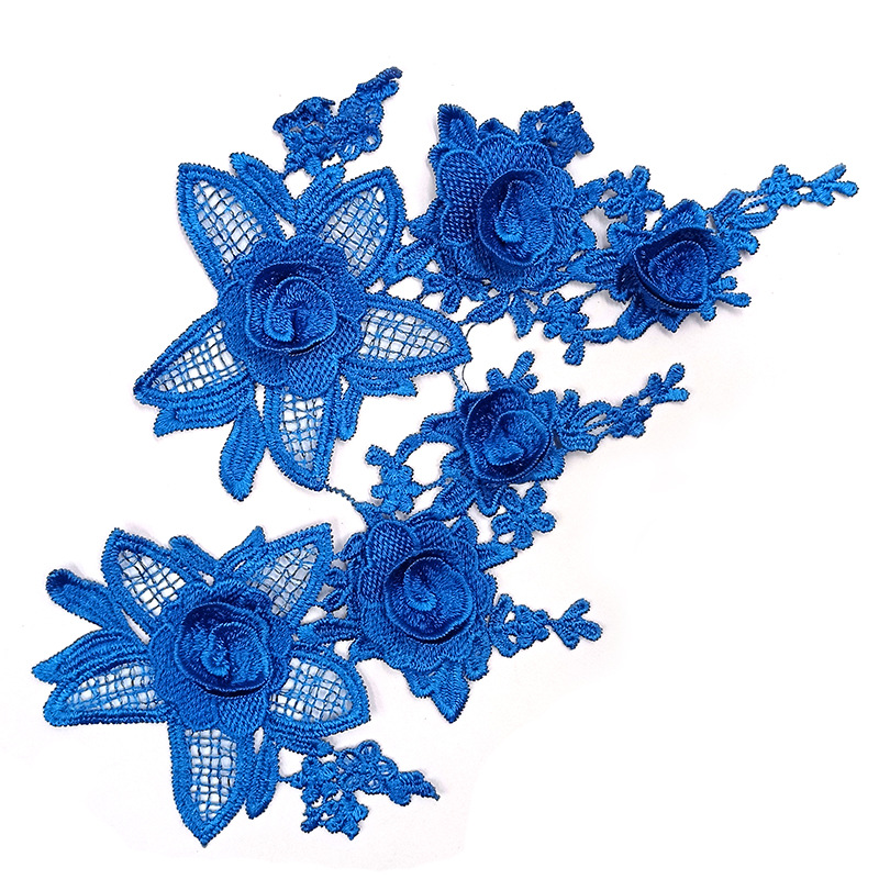 zsbszc 21X12CM 5 pairs many colors Fashion Lace Flower Appliques Embroidery Patches sew on Apparel Trims Diy Cosplay DA946