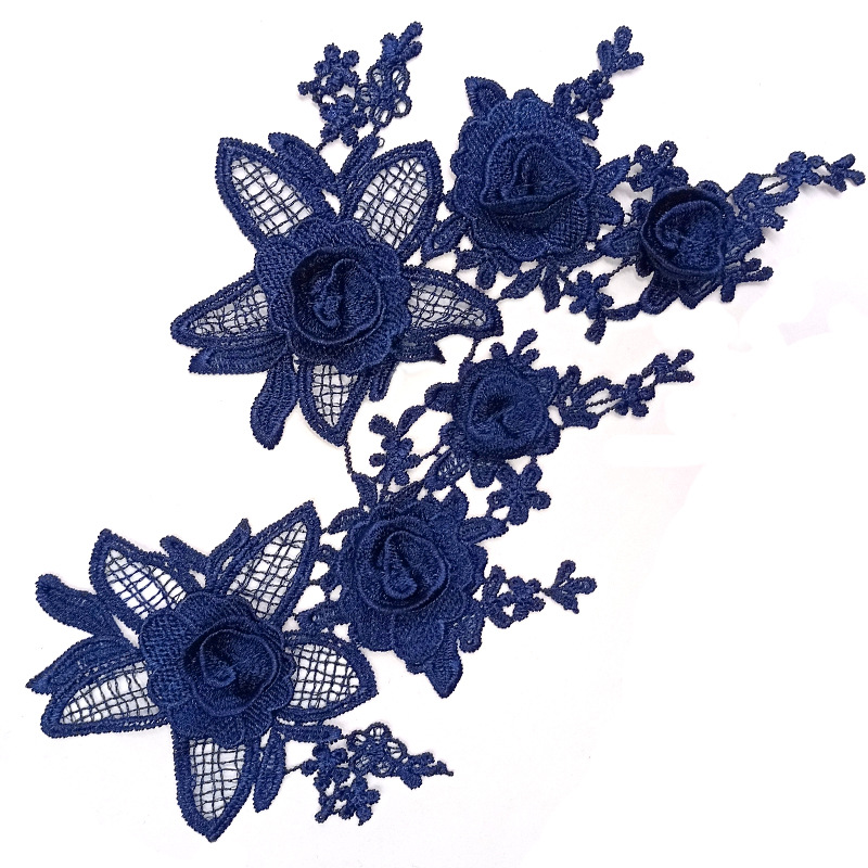 zsbszc 21X12CM 5 pairs many colors Fashion Lace Flower Appliques Embroidery Patches sew on Apparel Trims Diy Cosplay DA946