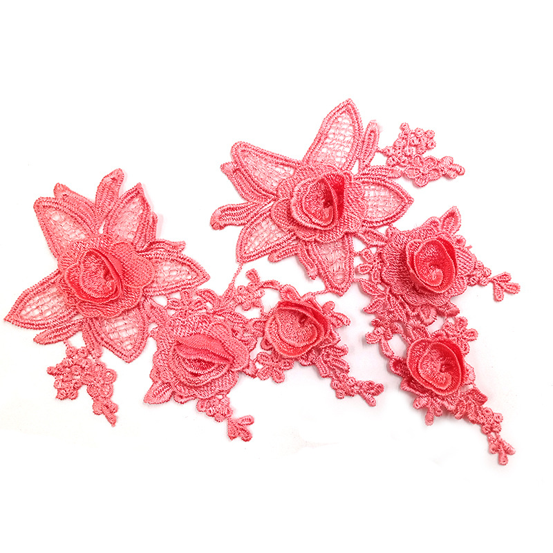 zsbszc 21X12CM 5 pairs many colors Fashion Lace Flower Appliques Embroidery Patches sew on Apparel Trims Diy Cosplay DA946