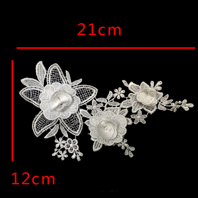 zsbszc 21X12CM 5 pairs many colors Fashion Lace Flower Appliques Embroidery Patches sew on Apparel Trims Diy Cosplay DA946