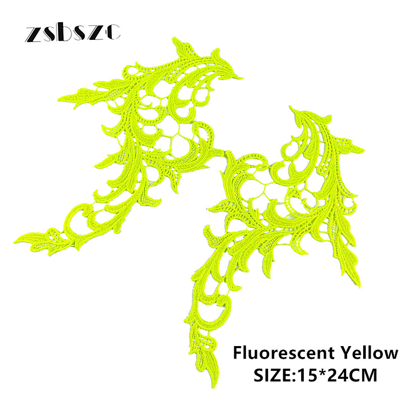zsbszc 5 pairs colorful NEW Lace Appliques Embroidery Patch sew on danceclothing Apparel Trims Diy Cosplay customize DA031