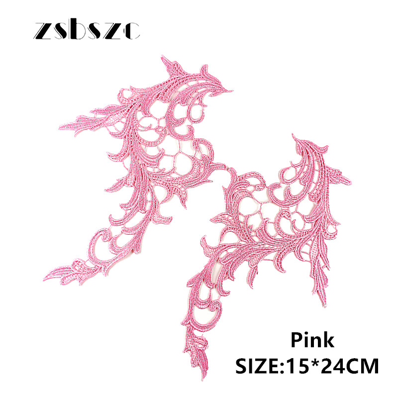 zsbszc 5 pairs colorful NEW Lace Appliques Embroidery Patch sew on danceclothing Apparel Trims Diy Cosplay customize DA031