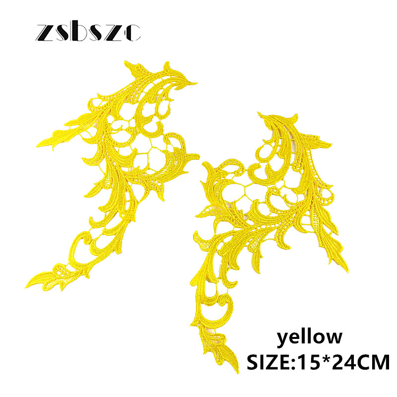 zsbszc 5 pairs colorful NEW Lace Appliques Embroidery Patch sew on danceclothing Apparel Trims Diy Cosplay customize DA031