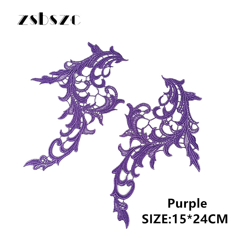 zsbszc 5 pairs colorful NEW Lace Appliques Embroidery Patch sew on danceclothing Apparel Trims Diy Cosplay customize DA031
