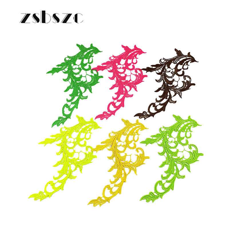 zsbszc 5 pairs colorful NEW Lace Appliques Embroidery Patch sew on danceclothing Apparel Trims Diy Cosplay customize DA031