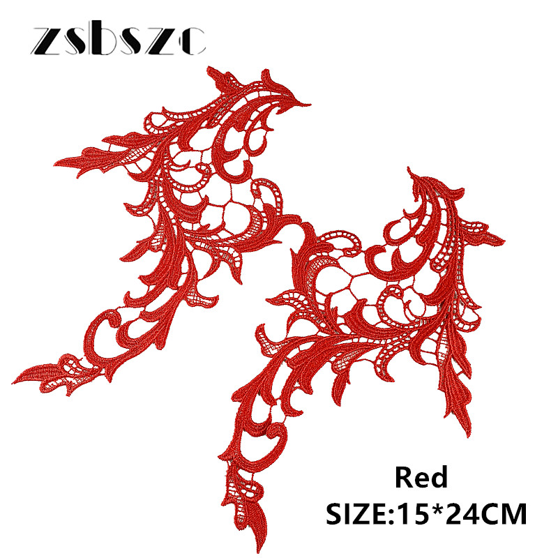 zsbszc 5 pairs colorful NEW Lace Appliques Embroidery Patch sew on danceclothing Apparel Trims Diy Cosplay customize DA031