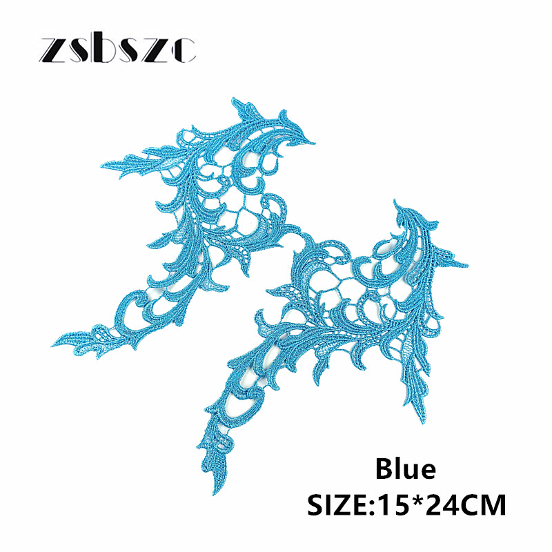 zsbszc 5 pairs colorful NEW Lace Appliques Embroidery Patch sew on danceclothing Apparel Trims Diy Cosplay customize DA031