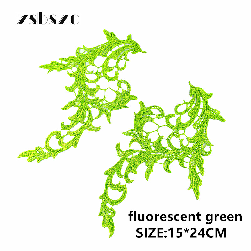 zsbszc 5 pairs colorful NEW Lace Appliques Embroidery Patch sew on danceclothing Apparel Trims Diy Cosplay customize DA031