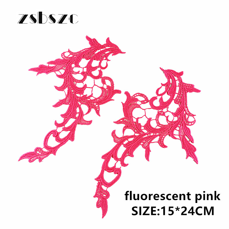 zsbszc 5 pairs colorful NEW Lace Appliques Embroidery Patch sew on danceclothing Apparel Trims Diy Cosplay customize DA031