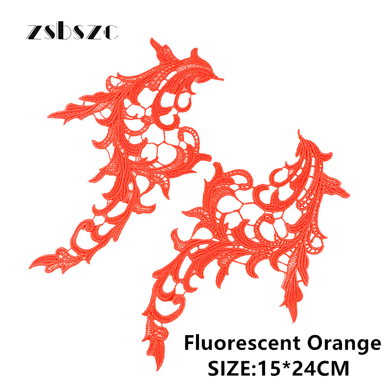 zsbszc 5 pairs colorful NEW Lace Appliques Embroidery Patch sew on danceclothing Apparel Trims Diy Cosplay customize DA031