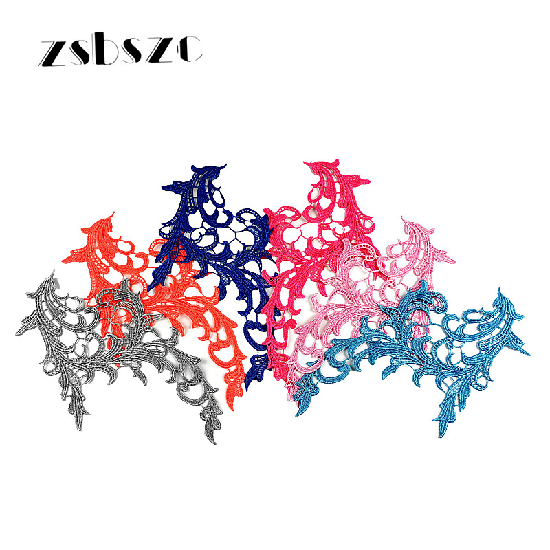 zsbszc 5 pairs colorful NEW Lace Appliques Embroidery Patch sew on danceclothing Apparel Trims Diy Cosplay customize DA031