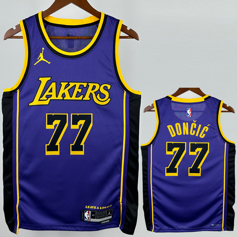 22-23 Lakers DONCIC #77 Purple Top Quality Hot Pressing NBA Jersey (Trapeze Edition) 飞人版