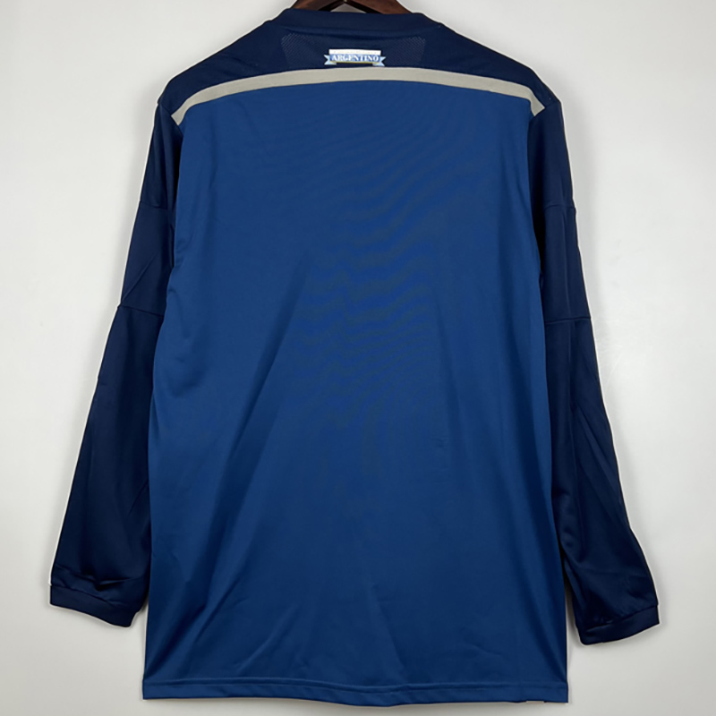 2014 Argentina Away Long Sleeve Retro Soccer Je...