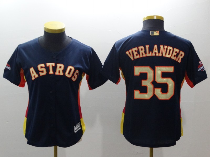 Houston Astros Women's gold lettering baseball jersey VERLANDER 35