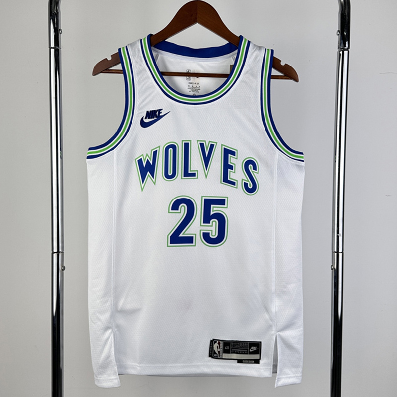 23-24 TIMBERWOLVES ROSE #25 White Top Quality H...