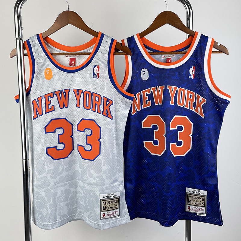 2023 Knicks & BAPE #33 Blue Top Quality Hot Pre...