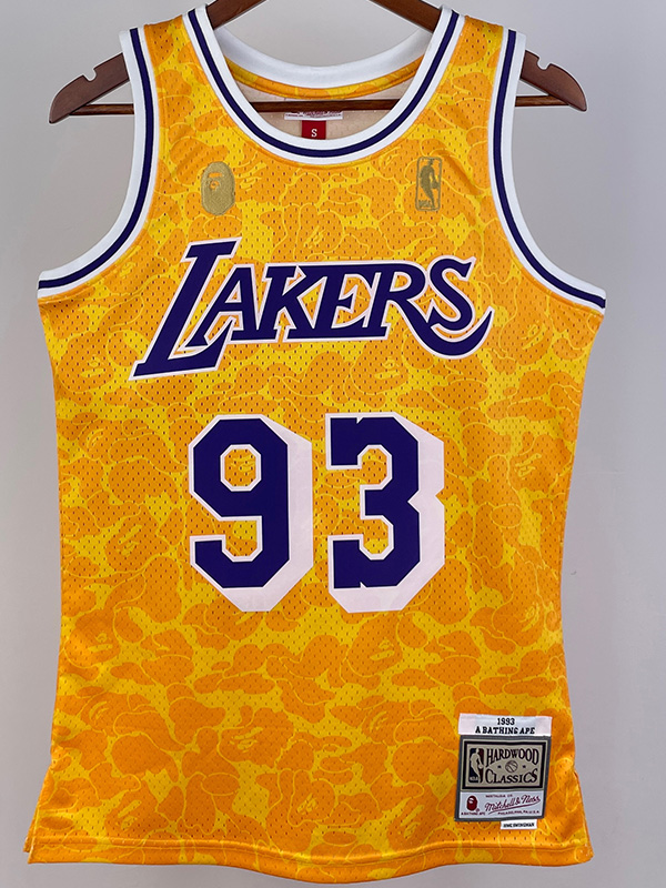 2023 LAKERS & BAPE #93 Yellow Top Quality Hot P...