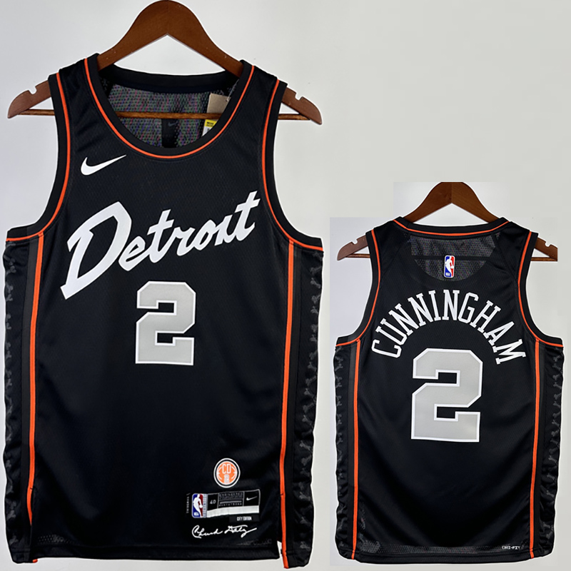 23-24 Pistons CUNNINGHAM #2 Black City Edition ...