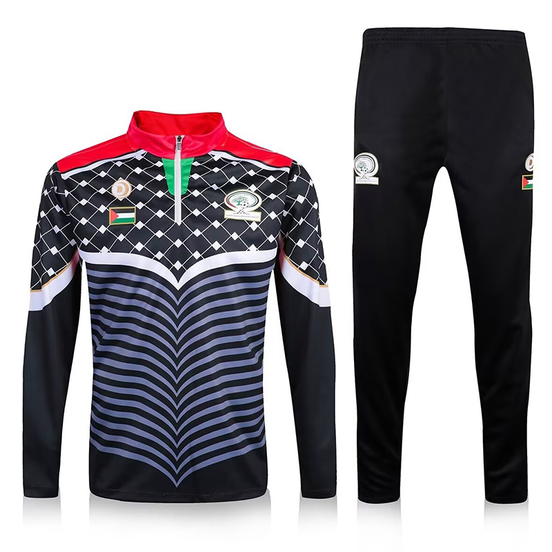 2016-2017 Palestina Black Half Pull Tracksuit (半拉链)