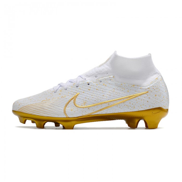 Air Zoom Mercurial Superfly IX Elite FG High Soccer Shoes-White/Gold-9498684