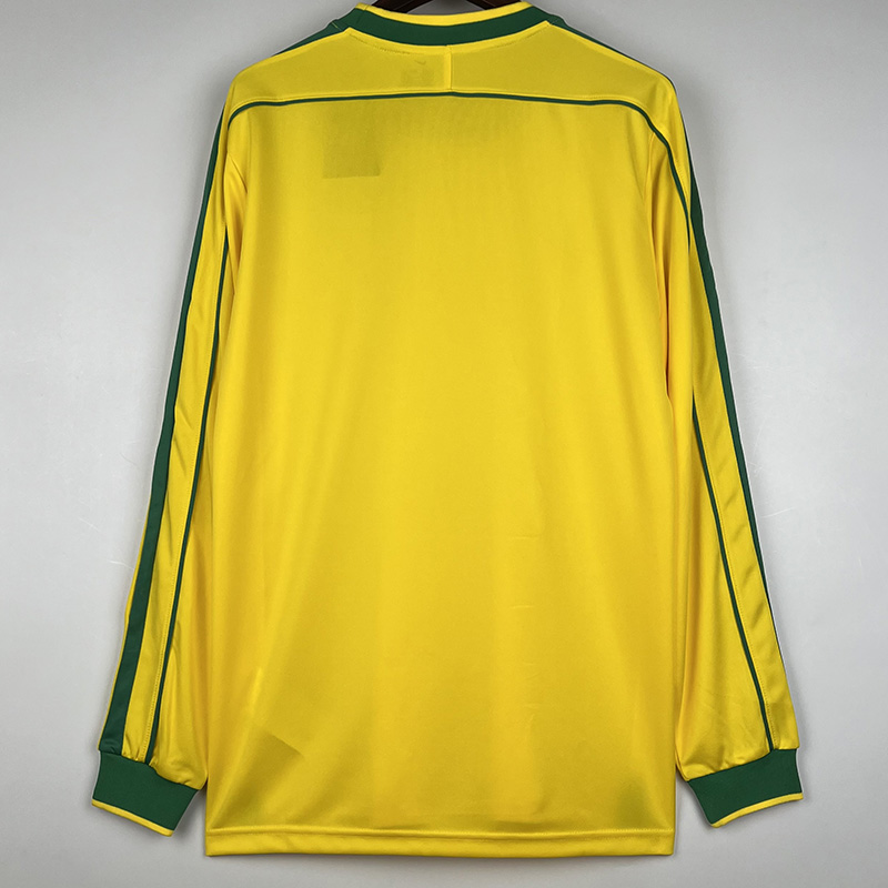 1998 Brazil Home Long Sleeve Retro Soccer Jerse...