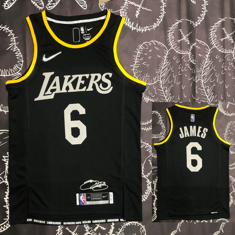 LAKERS Glory version JAMES #6 Black Top Quality...