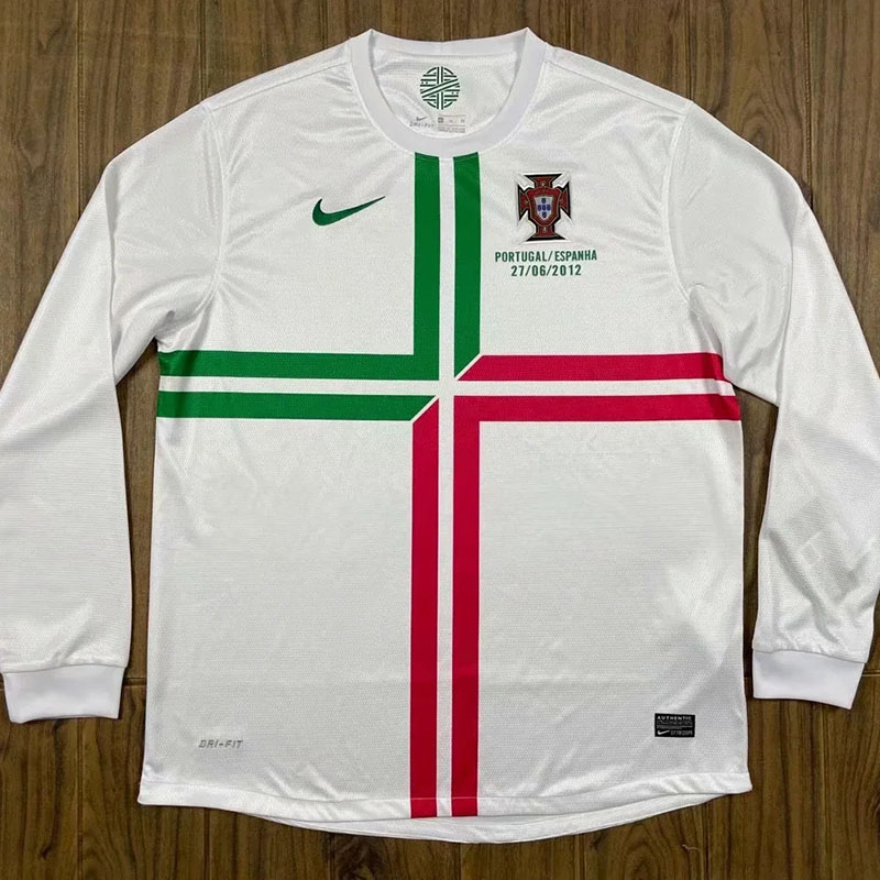 2012 Portugal Away Long Sleeve Retro Soccer Jer...