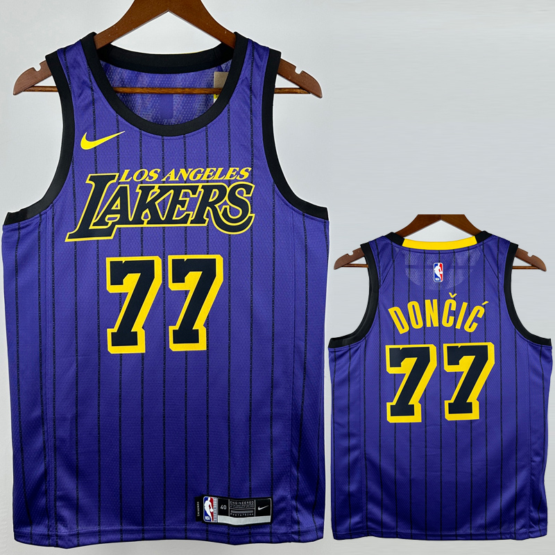 20-21 Lakers DONCIC #77 Purple Top Quality Hot Pressing NBA Jersey(圆领)
