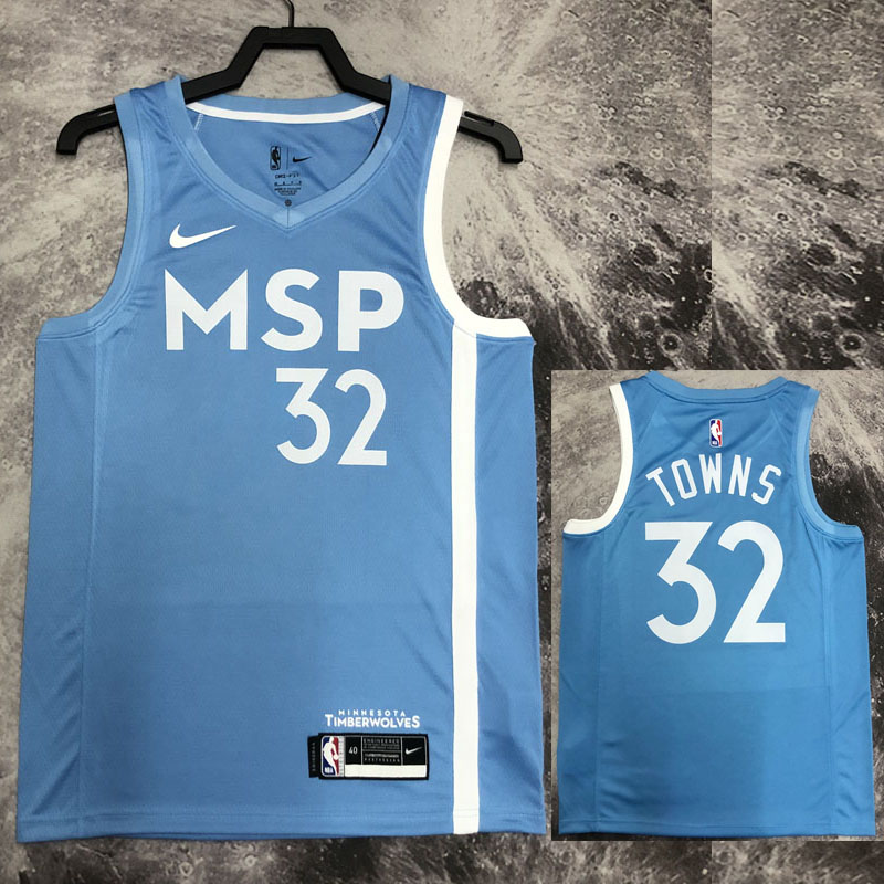 2019-20 Timberwolves TOWNS #32 Sky Blue Retro T...