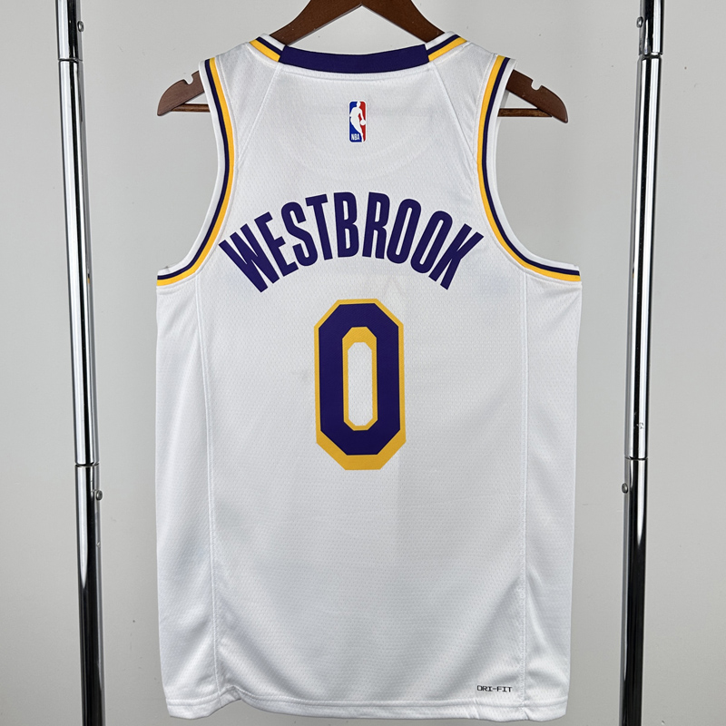 22-23 Lakers WESTBROOK #0 White Top Quality Hot Pressing NBA Jersey(圆领)