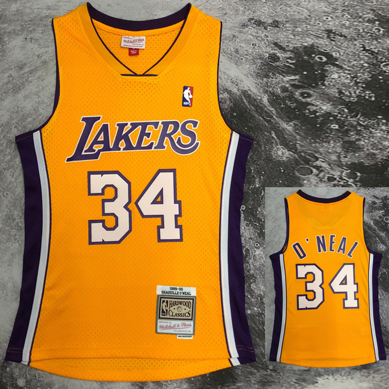 2000 LAKERS O‘NEAL #34 Yellow Retro Top Quality...