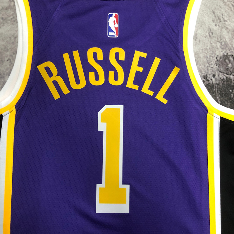 LAKERS RUSSELL #1 Purple Top Quality Hot Pressi...