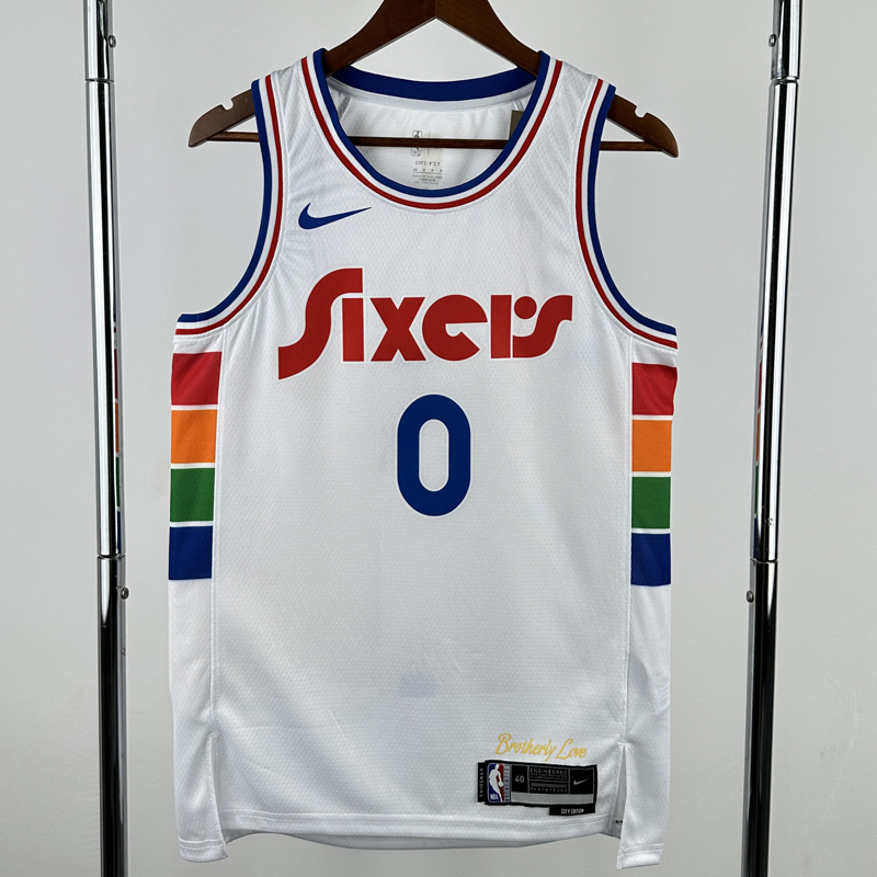 24-25 76ERS MAXEY #0 White City Edition Top Quality Hot Pressing NBA Jersey