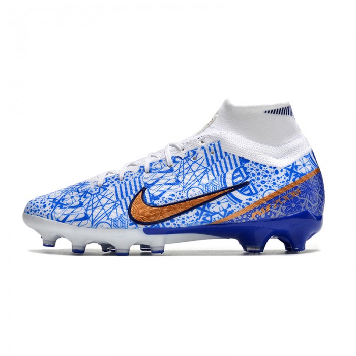 Air Zoom Mercurial Superfly IX Elite AG HIGH Soccer Shoes-White/Blue-4462128