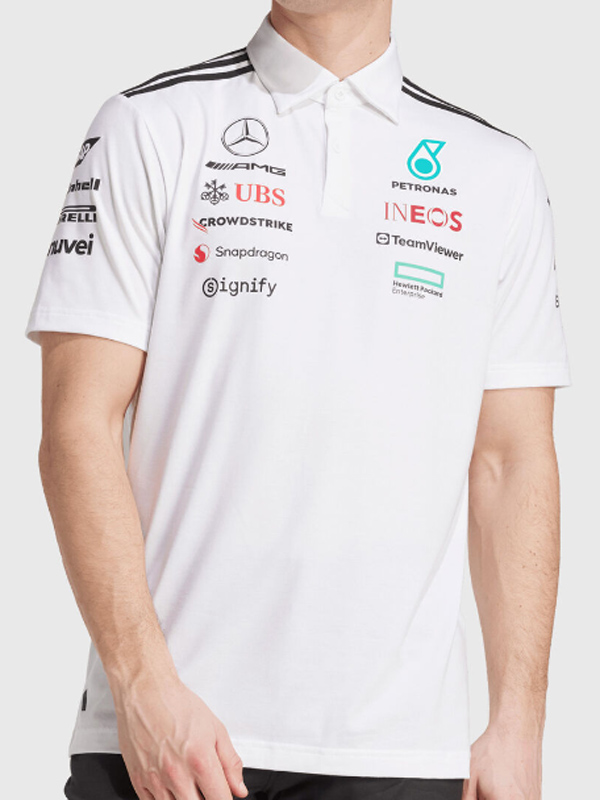 2025 F1 Mercedes White Polo Racing Suit(有领)