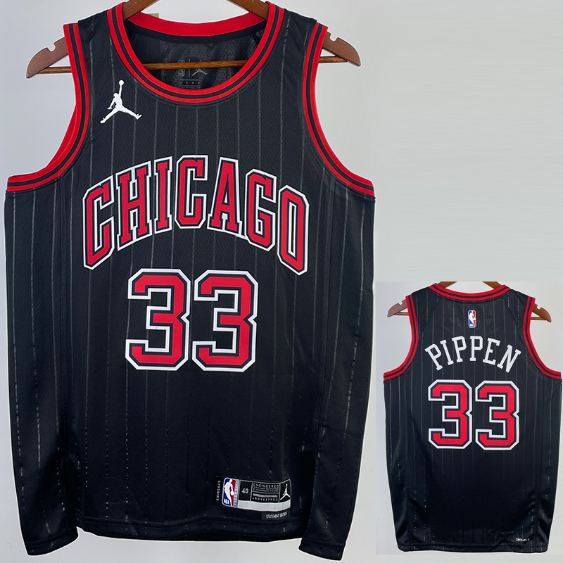 22-23 BULLS PIPPEN #33 Black Top Quality Hot Pr...