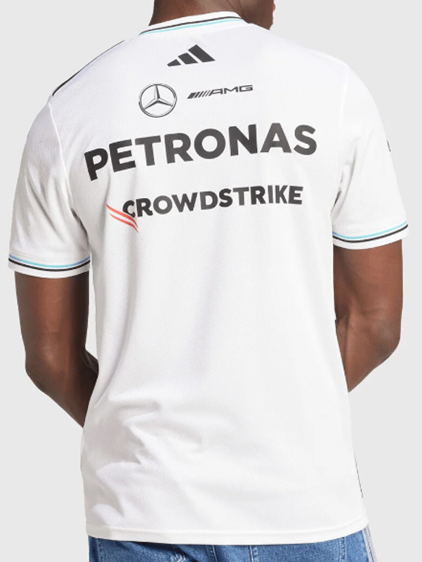 2025 F1 Mercedes White T-Shirts Racing Suit(圆领)