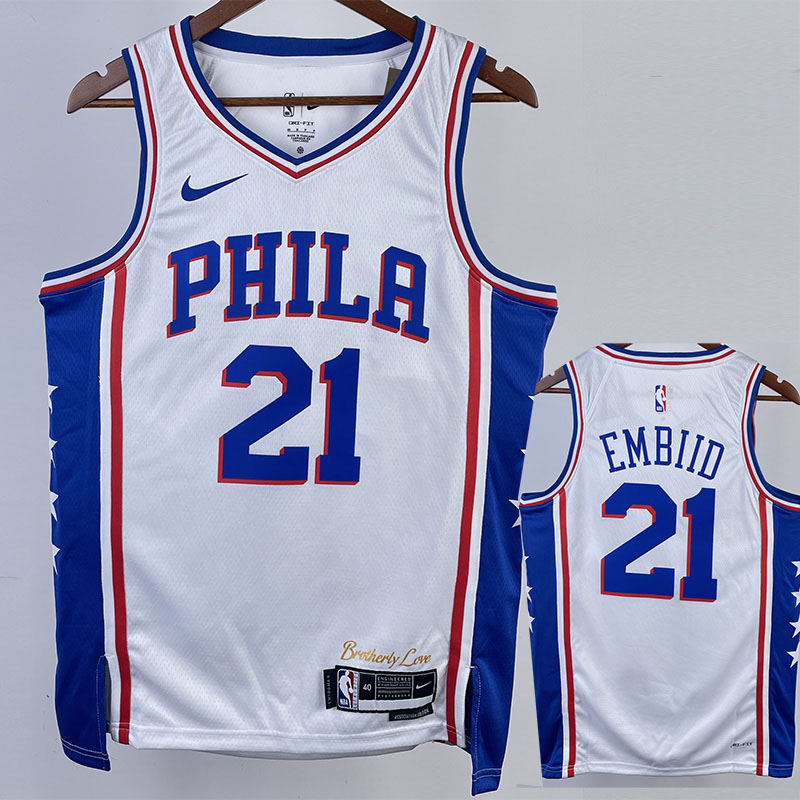 22-23 76ERS EMBIID #21 White Top Quality Hot Pr...