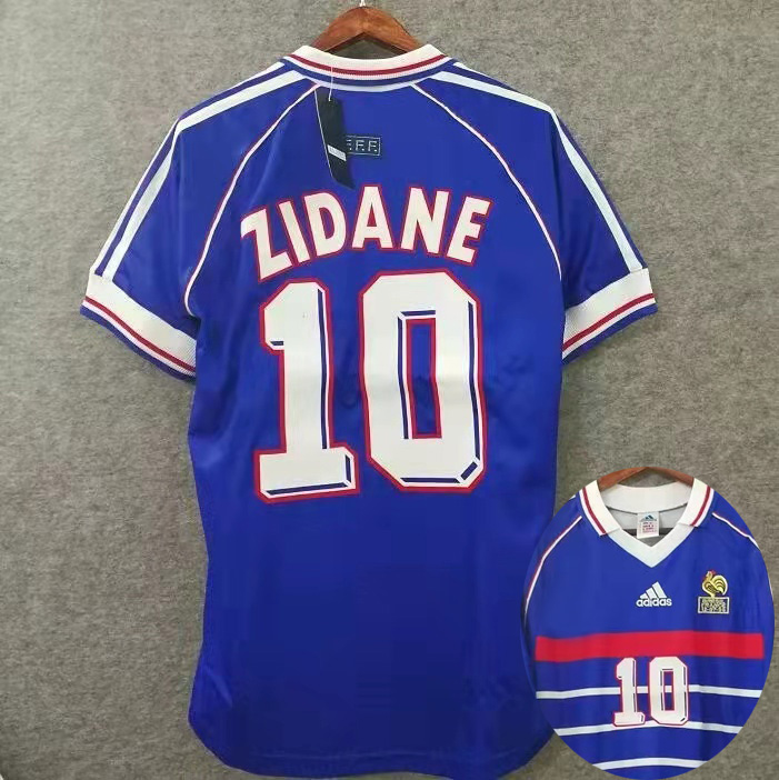 1998 ZIDANE #10 France Home Retro Soccer Jersey...