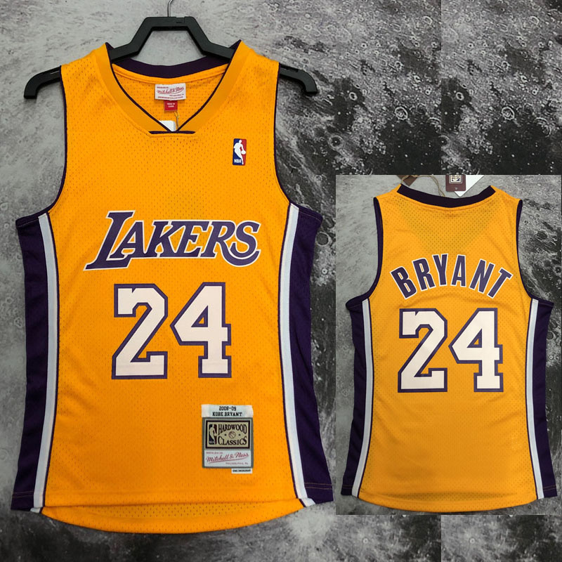2009 LAKERS BRYANT #24 Yellow Retro Top Quality...