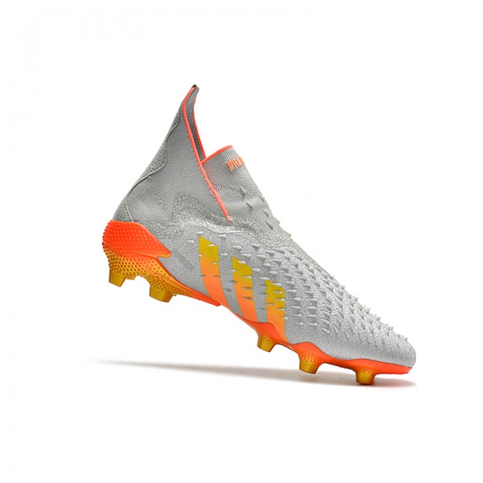 PREDATOR FREAK + FG High Soccer Shoes-Gray/Yellow-9415218