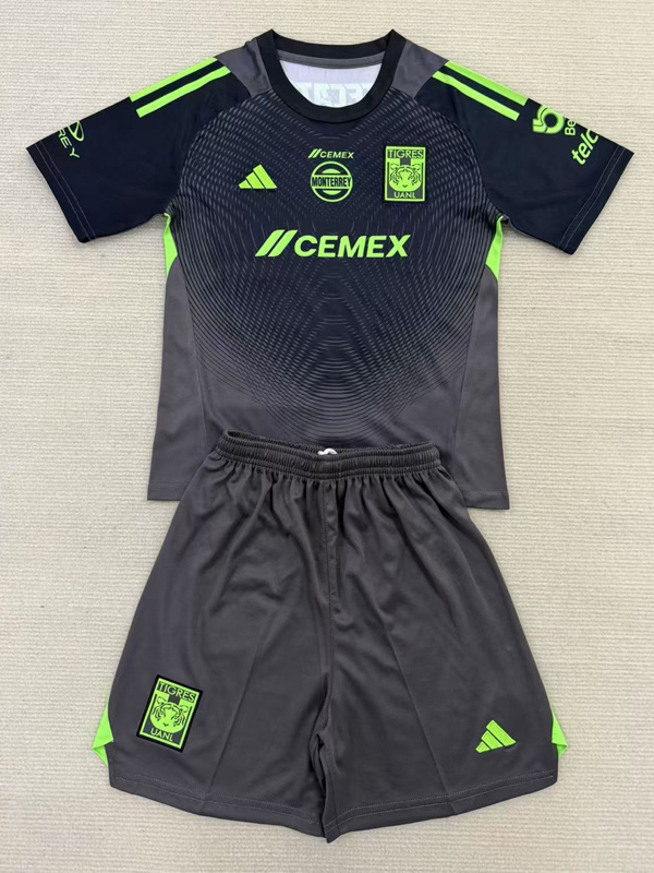 25-26 Tigres UANL Black GoalKeeper Kids Soccer Jersey