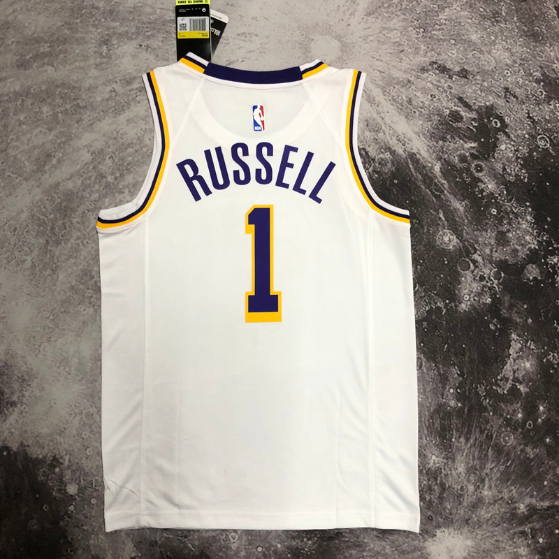 LAKERS RUSSELL #1 White Top Quality Hot Pressin...