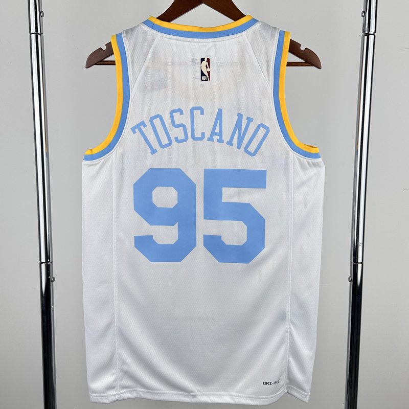 22-23 Lakers TOSCANO #95 White Retro Top Quality Hot Pressing NBA Jersey