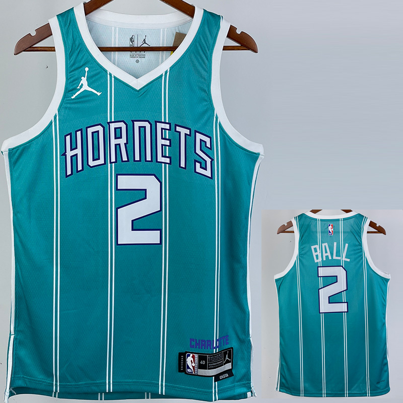 22-23 HORNETS BALL #2 Green Away Top Quality Ho...