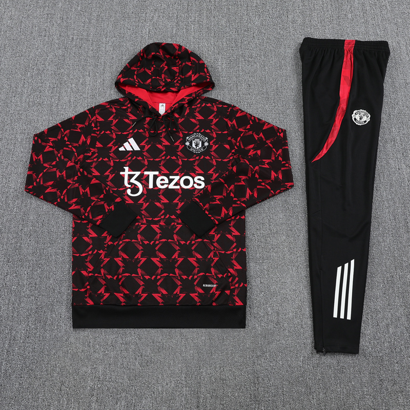 24-25 Man Utd Red Black Hoodie Tracksuit (卫衣套装)