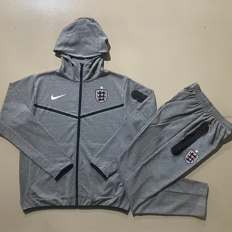24-25 England Grey Hoodie Jacket Tracksuit #F575